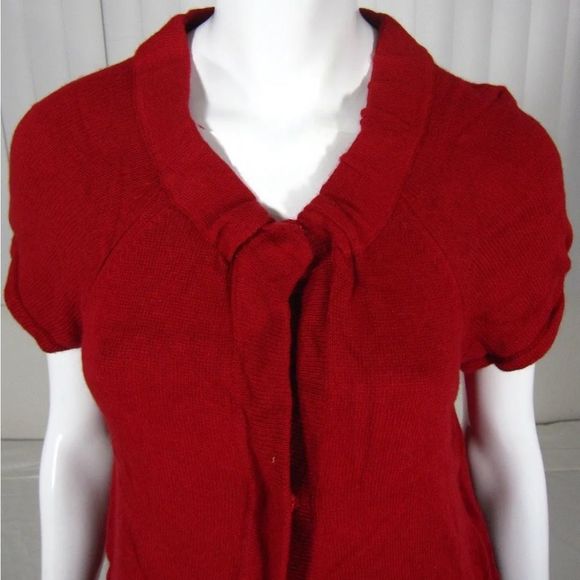 Ann Taylor Loft Red Short Sleeve Cardigan Sweater Size Small - Picture 5 of 11